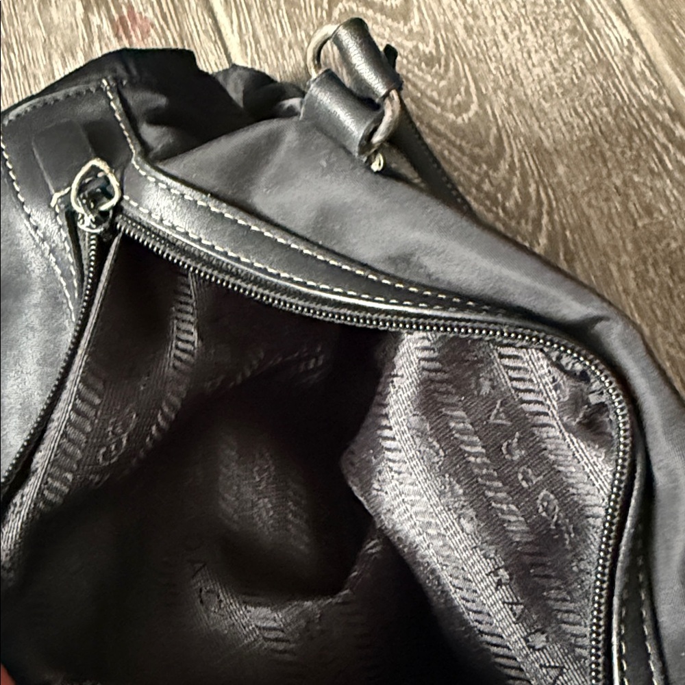 Prada Black Leather and Nylon Shoulder Bag - Picture 4 of 6